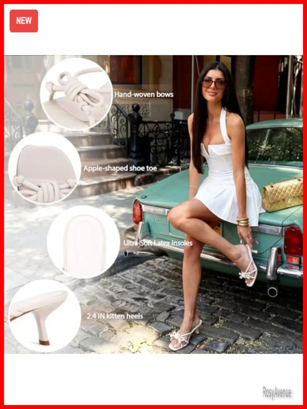 Kitten Heel Slide Sandals Square Toe Open Toe Dressy Slip On Comfortable Low